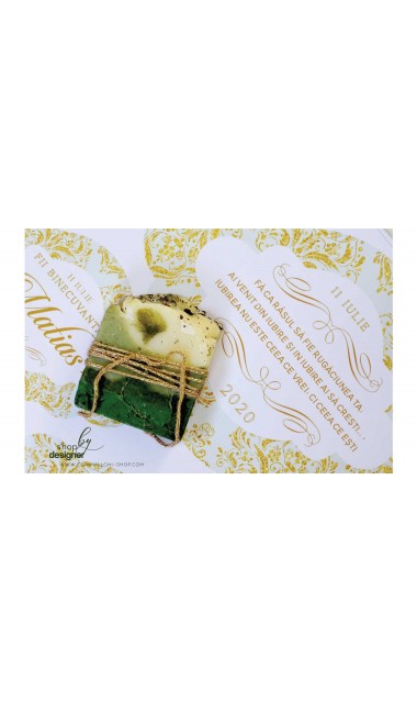 Trusou de botez de lux cu gold si verde menta si motive baroc Luxury 13